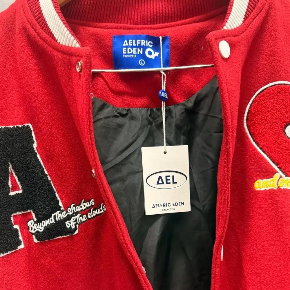 Aelfric Eden NEW Letter Love‎ Flocking Varsity Jacket Bomber Fall Winter